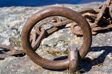 rusty metal mooring ring