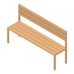 Wooden bench icon. Isometric of wooden bench vector icon for web design isolated on white background