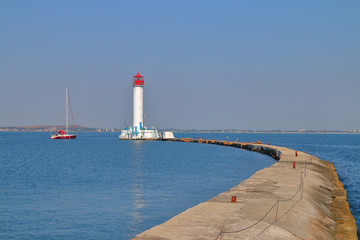 Concrete pier leading to the Odessa lighthouse.