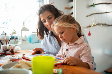 Mother and daughter reading a book