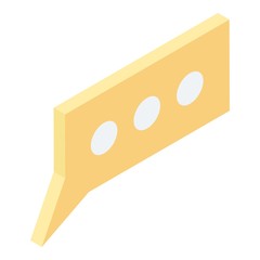 Yellow chat icon. Isometric of yellow chat vector icon for web design isolated on white background