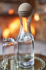 glass of water and bottle