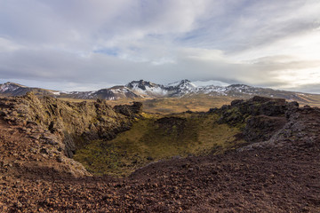 Views of the glacier Snaefellsjökull in Iceland