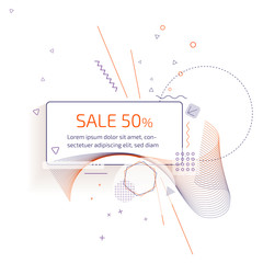 Sale banner template design with trendy geometric vector pattern.