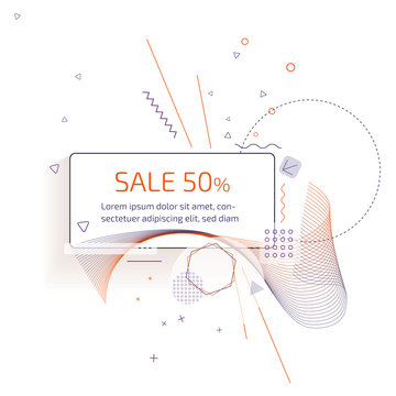 Sale banner template design with trendy geometric vector pattern.
