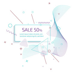 Sale banner template design with trendy geometric vector pattern.