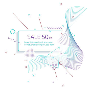 Sale banner template design with trendy geometric vector pattern.