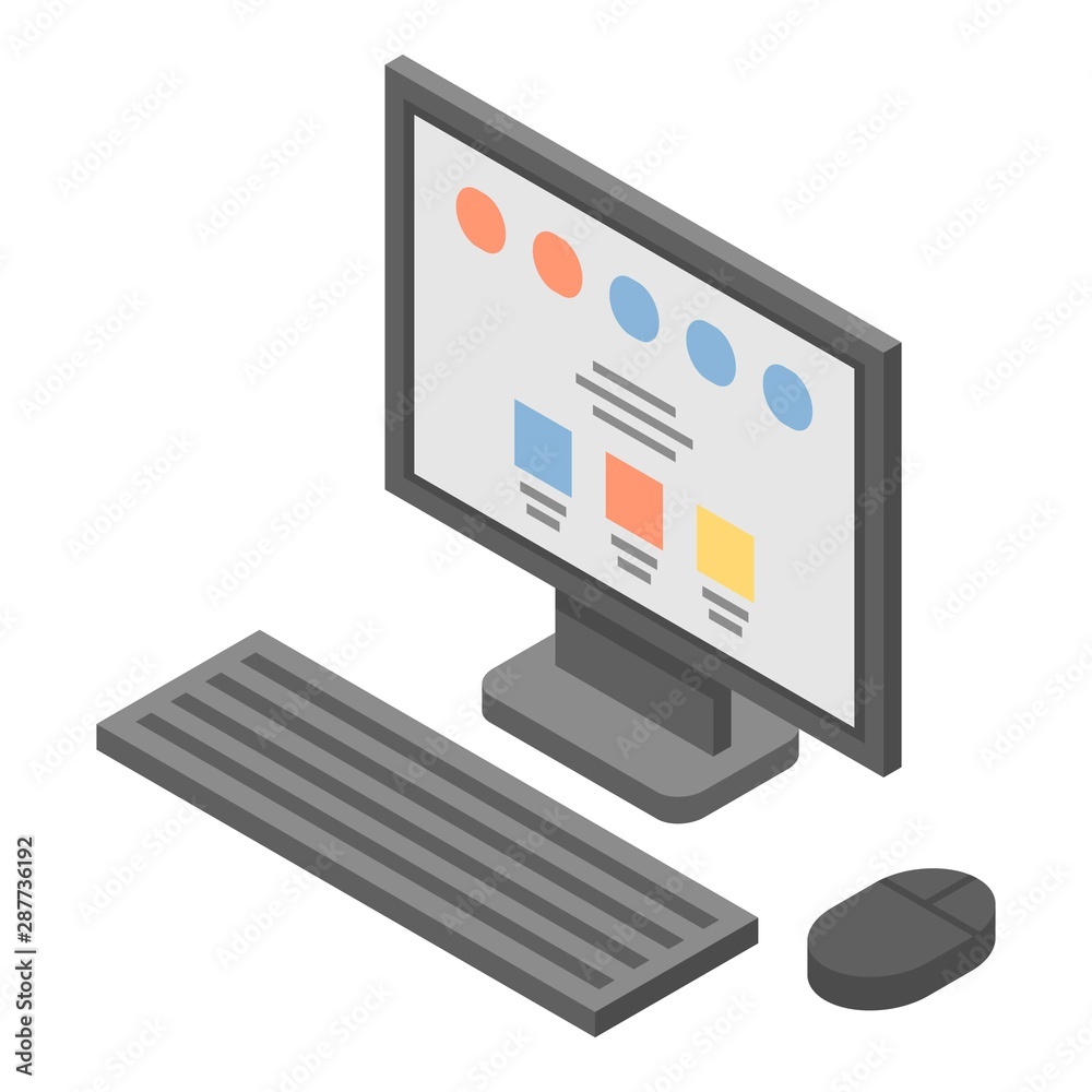 Poster computer milk factory icon. isometric of computer milk factory vector icon for web design isolated o