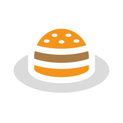Fast food icon, Burger on plate, Isolated on white background - Vector