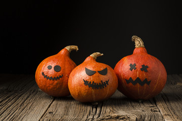 Creepy halloween pumpkins front view