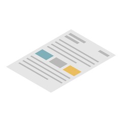 Document paper icon. Isometric of document paper vector icon for web design isolated on white background