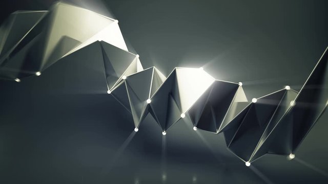 Abstract futuristic black shape with shiny spheres. Loopable 3D render animation