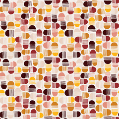 Retro seamless pattern of hand drawn geometric elements, half circle and striped Grunge texture.Design for fashion , fabric, web, wallpaper, wrapping, and all prints
