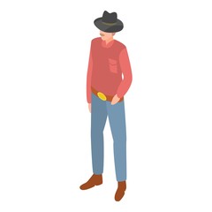 Cowboy icon. Isometric of cowboy vector icon for web design isolated on white background