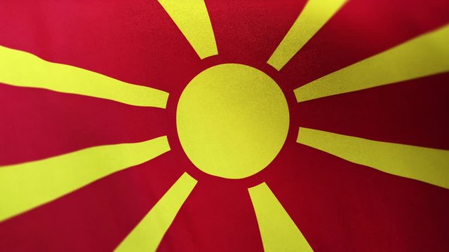 North Macedonia national flag seamlessly waving on realistic satin 29.97FPS