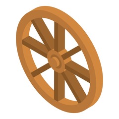 Obraz premium Wood wheel carriage icon. Isometric of wood wheel carriage vector icon for web design isolated on white background