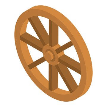 Wood wheel carriage icon. Isometric of wood wheel carriage vector icon for web design isolated on white background