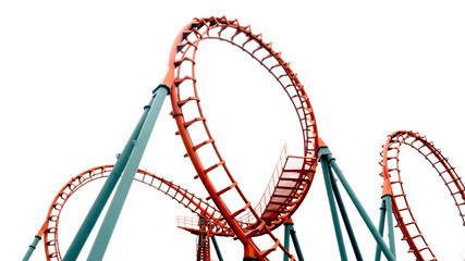 roller coaster on white backgroung - obrazy, fototapety, plakaty