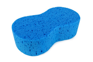 Blue sponge for car washing isolate on white background