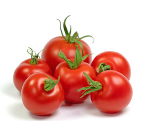 Rote Tomaten vor weißem Hintergrund