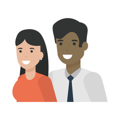 Couple of woman and man cartoon design