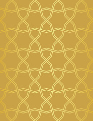 Fototapeta premium Symmetrical abstract vector background in arabian style made of gold geometric line.