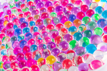 Multicolored hydrogel balls for colorful background.