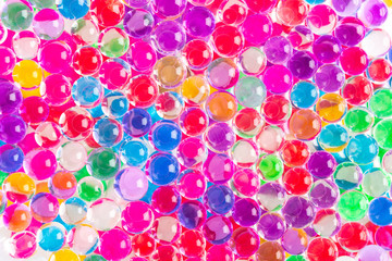 Multicolored hydrogel balls for colorful background.