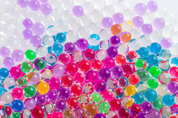 Multicolored hydrogel balls for colorful background.