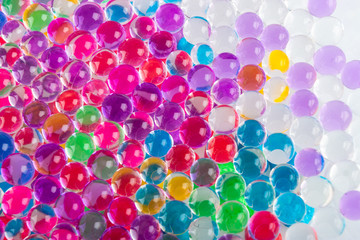 Multicolored hydrogel balls for colorful background.