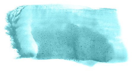 Abstract watercolor background hand-drawn on paper. Volumetric smoke elements. Blue-Green color. For design, web, card, text, decoration, surfaces.