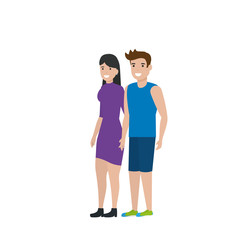 Couple of woman and man cartoon design