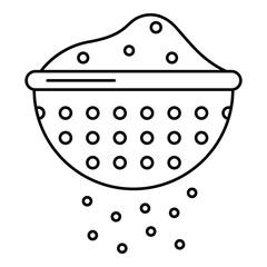 Flour sieve icon. Outline flour sieve vector icon for web design isolated on white background