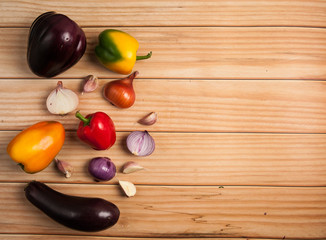 fresh vegetables on wooden board