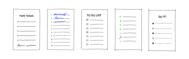 Doodle to do list template for bullit journal hand drawn vector illustration isolated on white backgriund