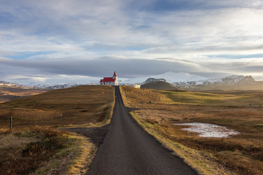 Church of Ingjaldsh&oacute;lskirkja in Iceland