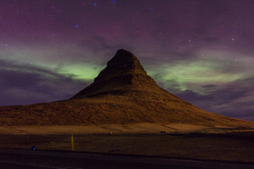 Northern Lights in Kirkjufell Mountain in Iceland