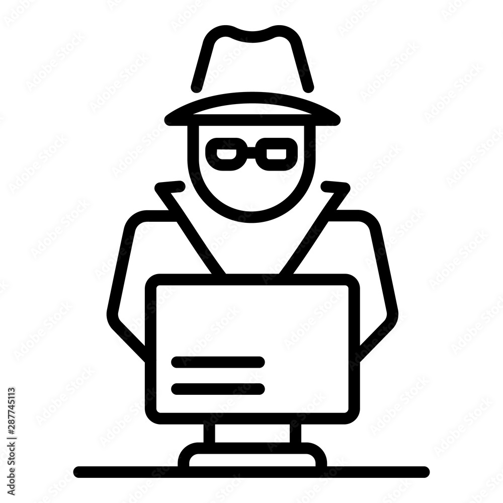Poster laptop secret hacker icon. outline laptop secret hacker vector icon for web design isolated on white