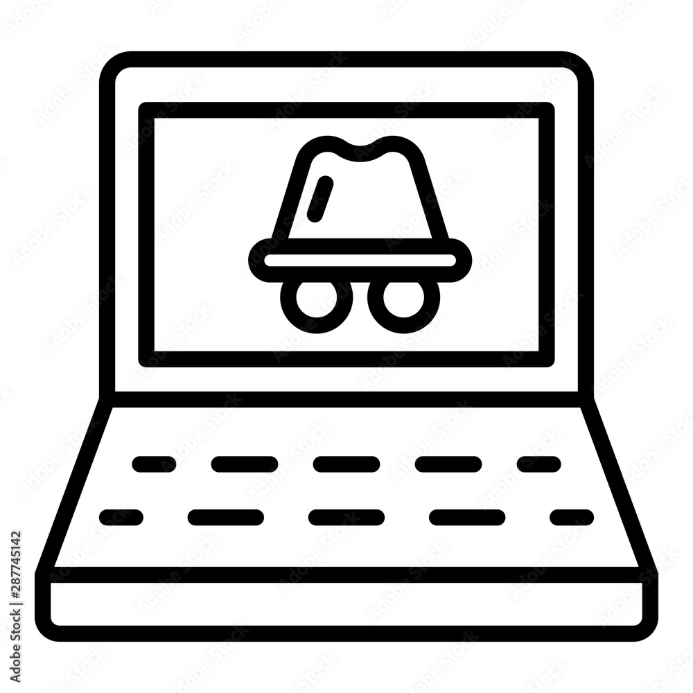 Poster laptop hacker attack icon. outline laptop hacker attack vector icon for web design isolated on white