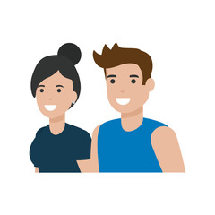 Couple of woman and man cartoon design