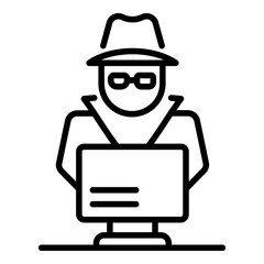 Laptop secret hacker icon. Outline laptop secret hacker vector icon for web design isolated on white background