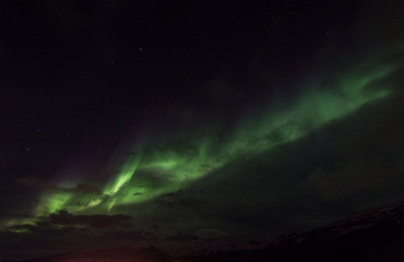 Naklejka na ściany i meble Northern Lights in Kirkjufell Mountain in Iceland