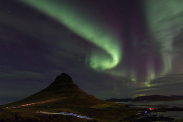 Northern Lights in Kirkjufell Mountain in Iceland
