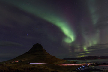 Northern Lights in Kirkjufell Mountain in Iceland