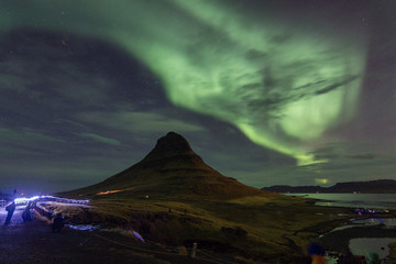 Northern Lights in Kirkjufell Mountain in Iceland