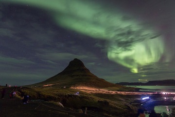 Northern Lights in Kirkjufell Mountain in Iceland