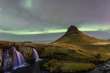 Northern Lights in Kirkjufell Mountain in Iceland