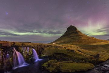 Northern Lights in Kirkjufell Mountain in Iceland
