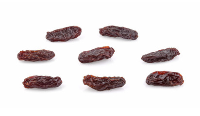 dried raisins isolated on white background.