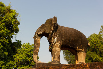 Naklejka na ściany i meble Elephant statue at East Mebon temple in Angkor near Siem Reap in Cambodia.